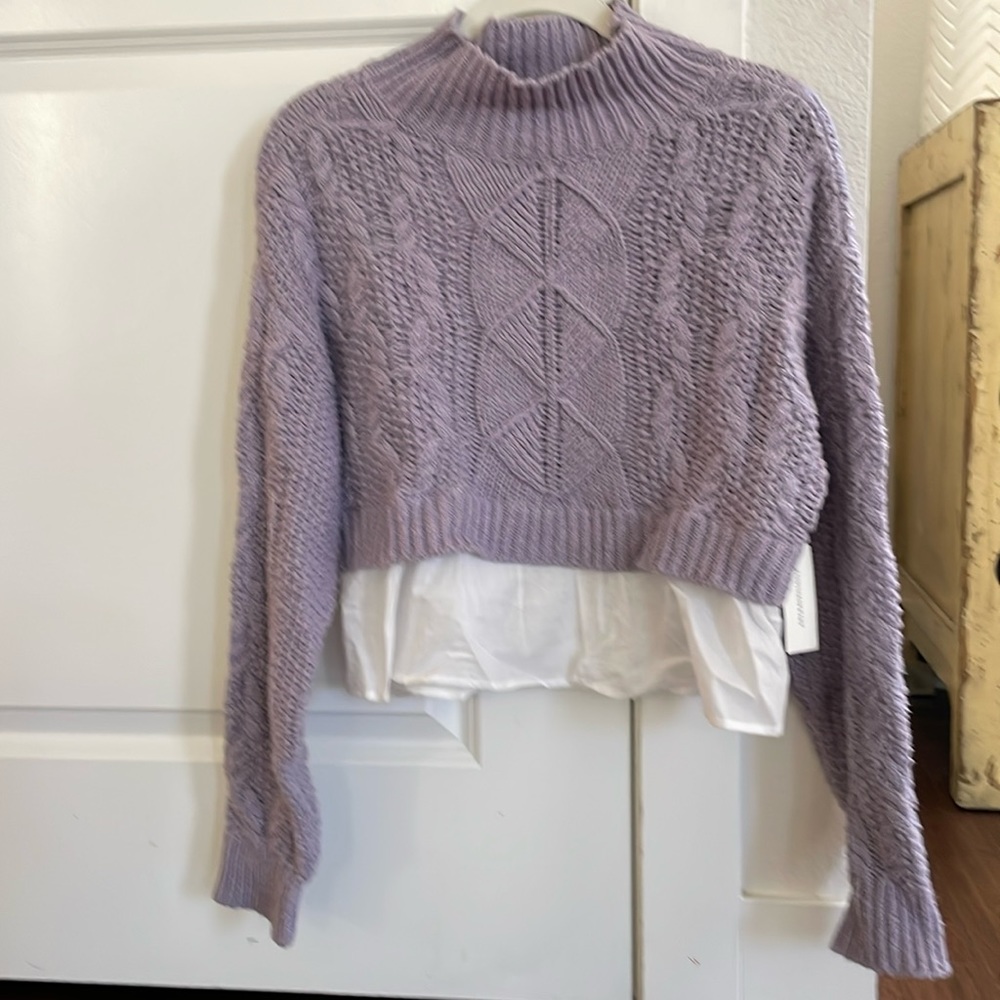 Anthropologie by Maeve Layered Peplum Cropped Turtleneck Sweater